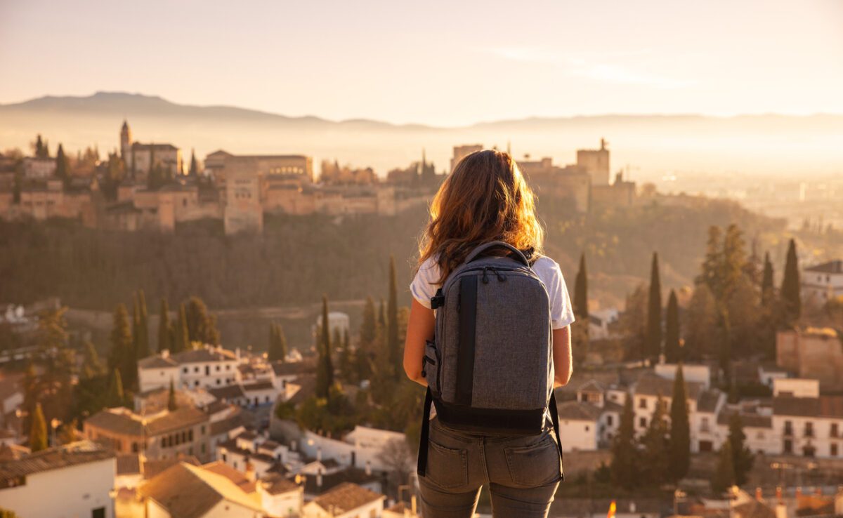 woman traveler in europa- Alhambra in Spain spring break abroad programs spring break abroad spring break abroad trips